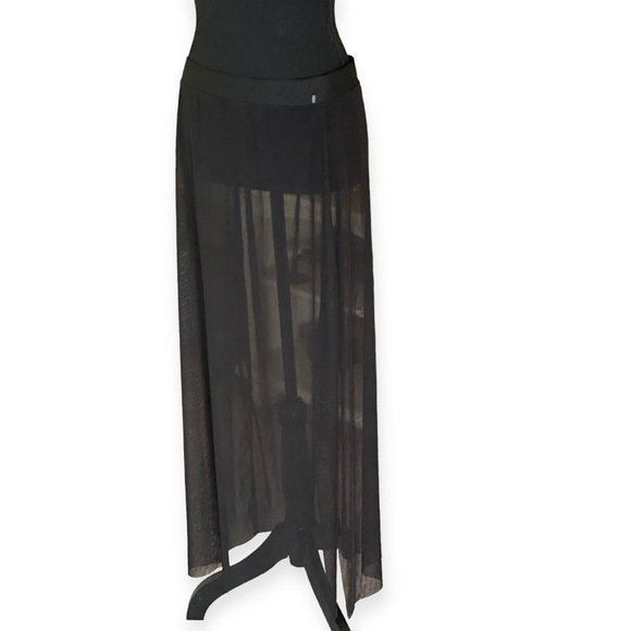 SHEER MESH GOTHIC LOLITA MAXI PLUSSE SKIRT Black Wide Waistband 2X Dark … - Picture 10 of 11